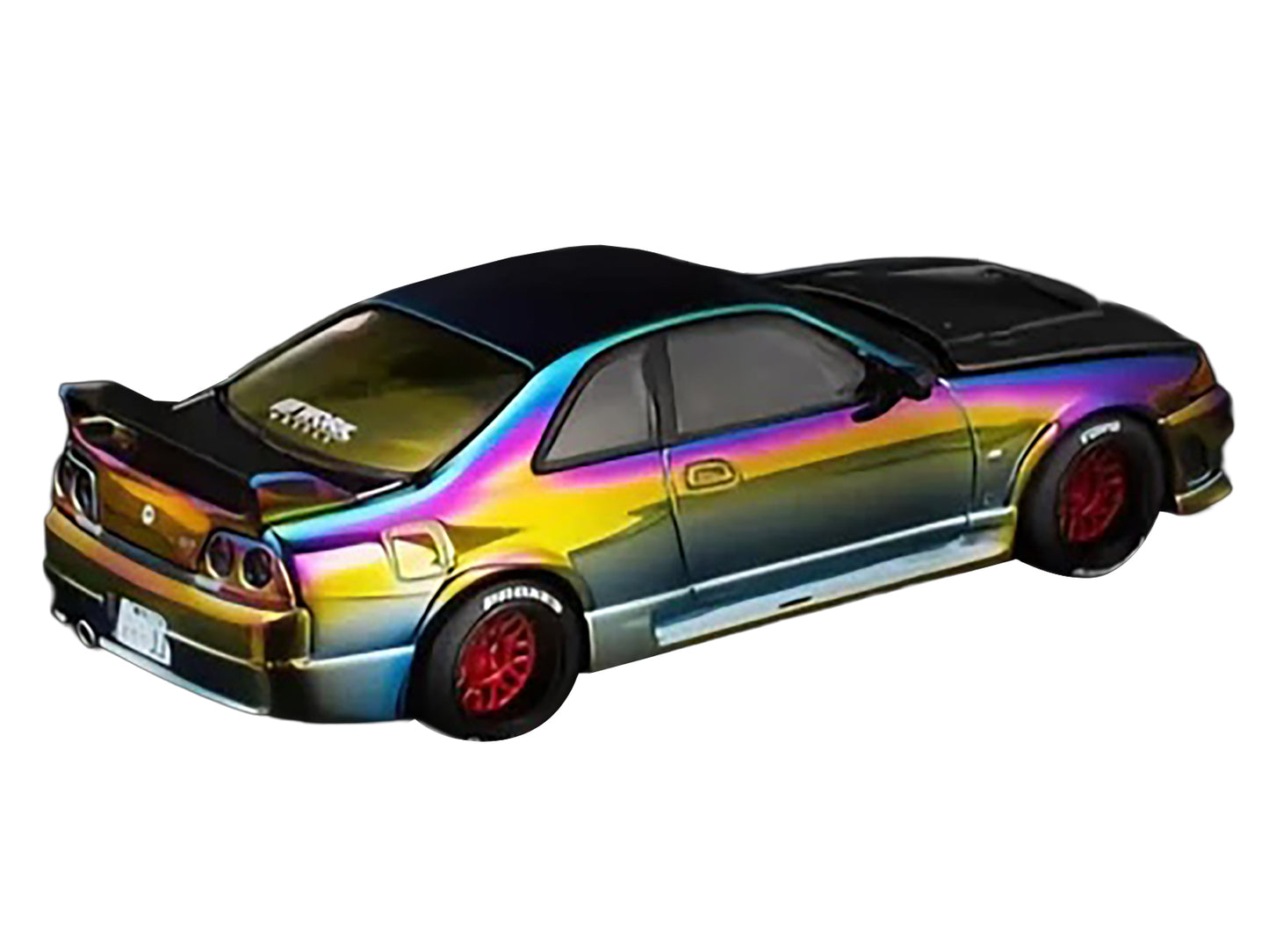 Nissan Skyline GT-R (R33) RHD (Right Hand Drive) Chameleon Chrome with Carbon Hood "Vancouver Edition" 1/64 Diecast Model Car by Pop Race