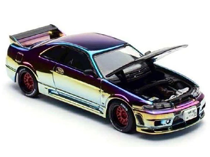 Skyline GT-R (R33) RHD (Right Hand Drive) Chameleon Chrome with Carbon Hood "APA XPO 2025 Exclusive" 1/64 Diecast Model Car by Pop Race