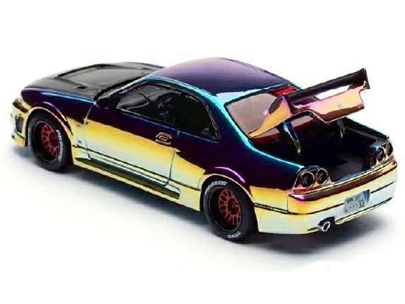 Skyline GT-R (R33) RHD (Right Hand Drive) Chameleon Chrome with Carbon Hood "APA XPO 2025 Exclusive" 1/64 Diecast Model Car by Pop Race-DiecastModeler.com