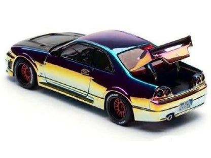 Skyline GT-R (R33) RHD (Right Hand Drive) Chameleon Chrome with Carbon Hood "APA XPO 2025 Exclusive" 1/64 Diecast Model Car by Pop Race-DiecastModeler.com