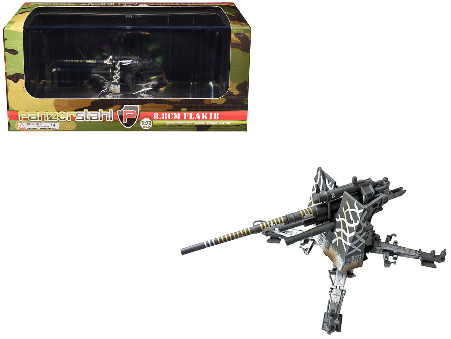 8.8cm Flak18 Gun "Unidentified Unit Russia" (1941/1942) German Army 1/72 Diecast Model by Panzerstahl