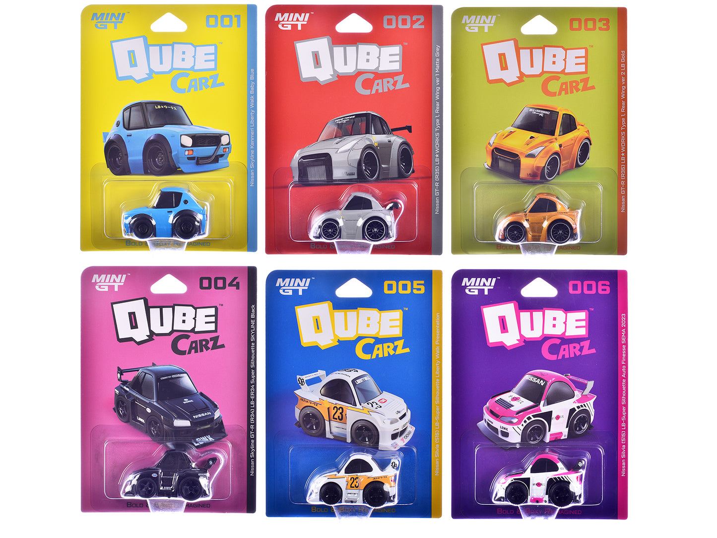 "QubeCarz" Series #1 Set of 6 pieces 1/64 Diecast Model Cars by Mini GT-DiecastModeler.com