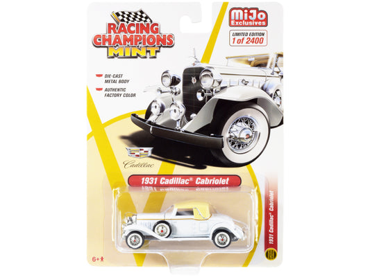1931 Cadillac Cabriolet White with Cream Top Limited Edition to 2400 pieces Worldwide 1/64 Diecast Model Car by Racing Champions-DiecastModeler.com