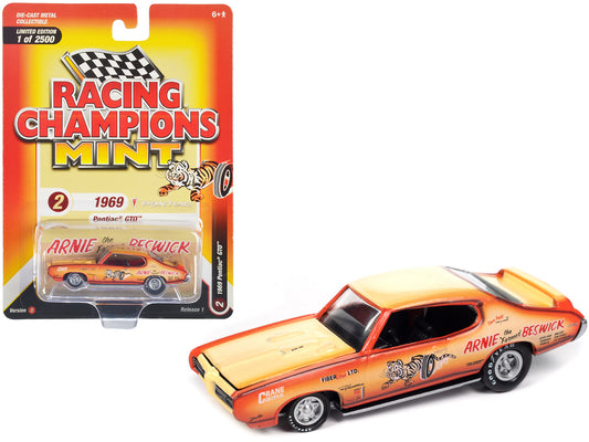 1969 Pontiac GTO Orange and Cream Fade with Graphics "Arnie 'The Farmer' Beswick" "Racing Champions Mint 2023" Release 1 Limited Edition to 2500 pieces Worldwide 1/64 Diecast Model Car by Racing Champions-DiecastModeler.com