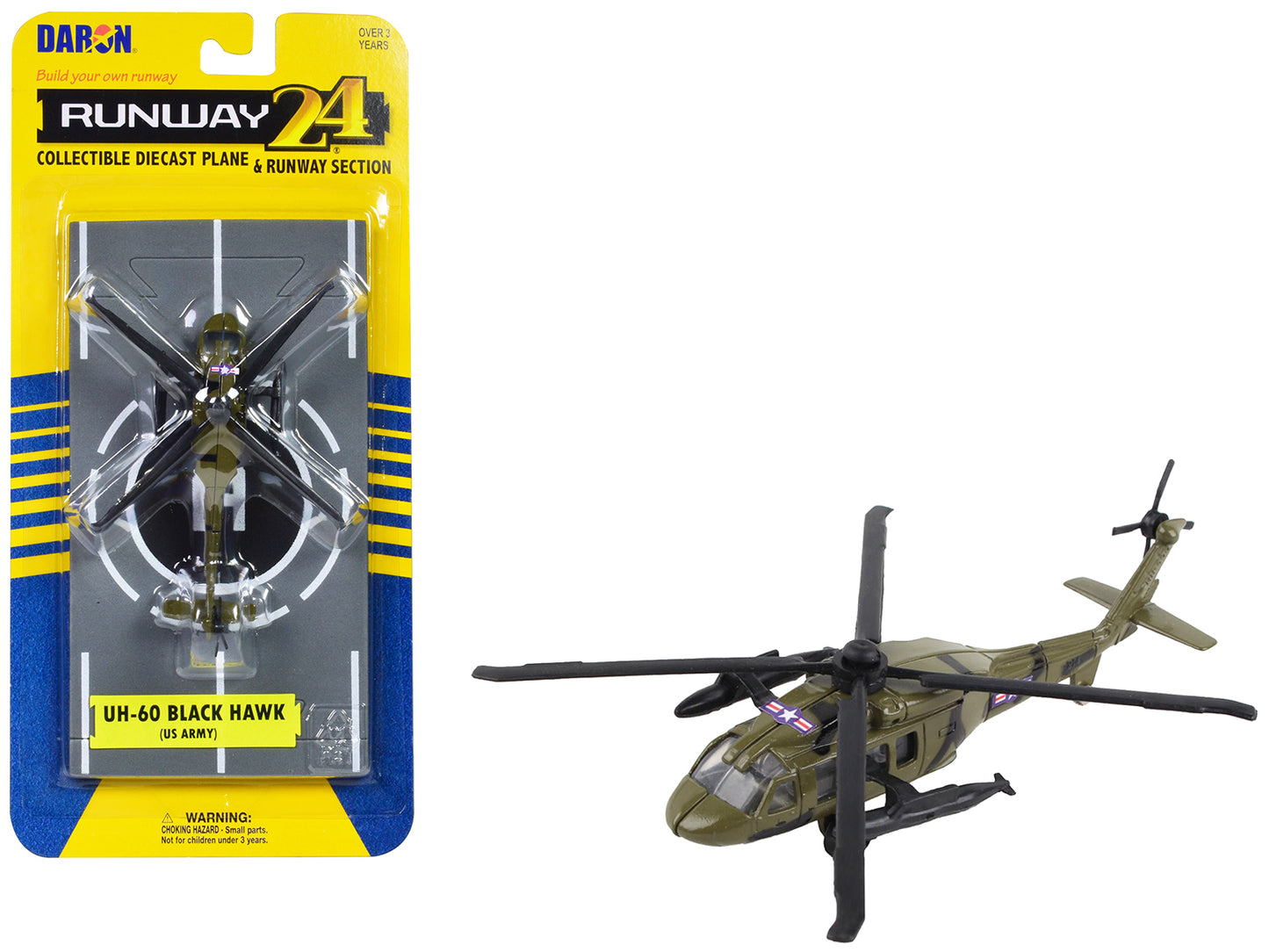 Sikorsky UH-60 Black Hawk Helicopter Olive Drab "United States Army" with Runway Section Diecast Model by Runway24-DiecastModeler.com