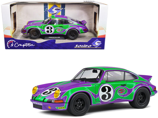 1973 Porsche 911 RSR #3 "Purple Hippy Tribute" "Competition" Series 1/18 Diecast Model Car by Solido-DiecastModeler.com