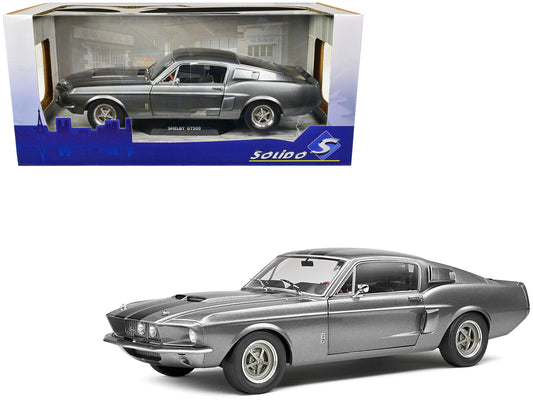 1967 Shelby GT500 Gray Metallic with Black Stripes 1/18 Diecast Model Car by Solido-DiecastModeler.com