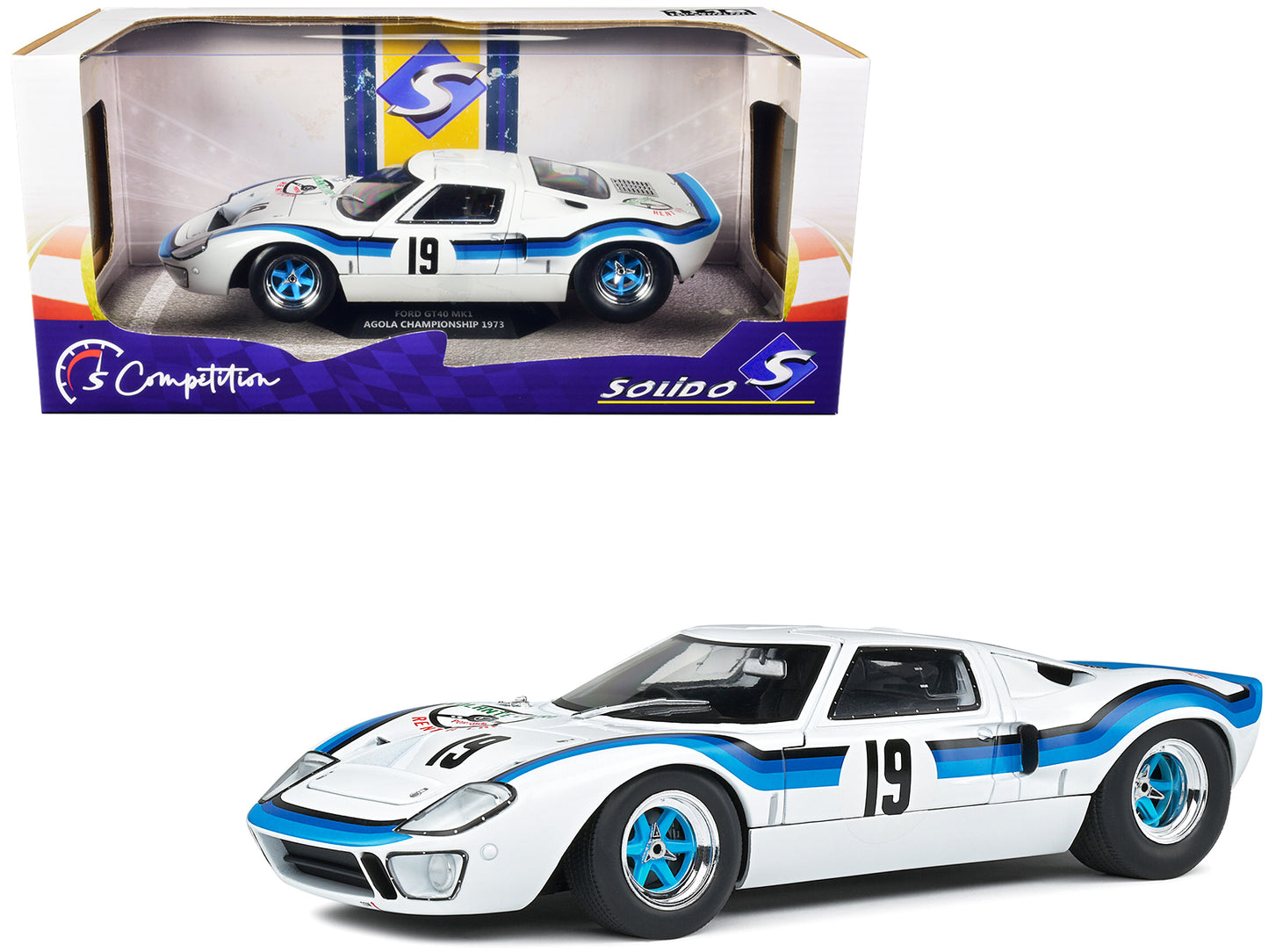 Ford GT40 MK.1 RHD (Right Hand Drive) #19 Emilio Marta "Angola Championship" (1973) "Competition" Series 1/18 Diecast Model Car by Solido-DiecastModeler.com