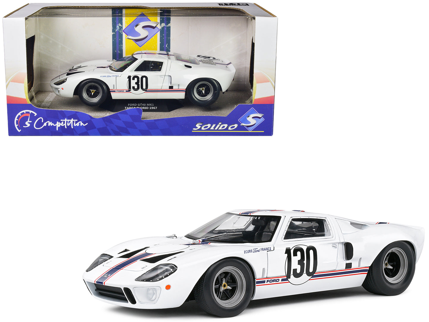 Ford GT40 MK1 #130 Henri Greder - Jean-Michel Giorgi "Targa Florio" (1967) "Competition" Series 1/18 Diecast Model Car by Solido-DiecastModeler.com