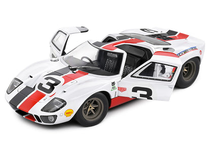 Ford GT40 MK1 #3 "Eric Dean Design" White with Red and Black Stripes "Competition" Series 1/18 Diecast Model Car by Solido-DiecastModeler.com
