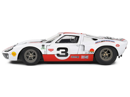 Ford GT40 MK1 #3 "Eric Dean Design" White with Red and Black Stripes "Competition" Series 1/18 Diecast Model Car by Solido-DiecastModeler.com