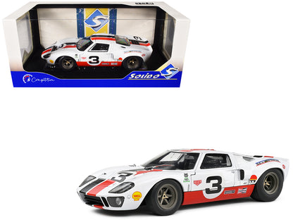 Ford GT40 MK1 #3 "Eric Dean Design" White with Red and Black Stripes "Competition" Series 1/18 Diecast Model Car by Solido-DiecastModeler.com