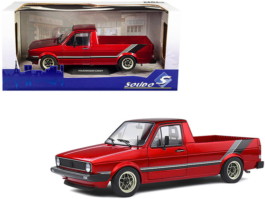 1982 Volkswagen MK1 Pickup Truck Custom Red Metallic with Stripes 1/18 Diecast Model Car by Solido-DiecastModeler.com