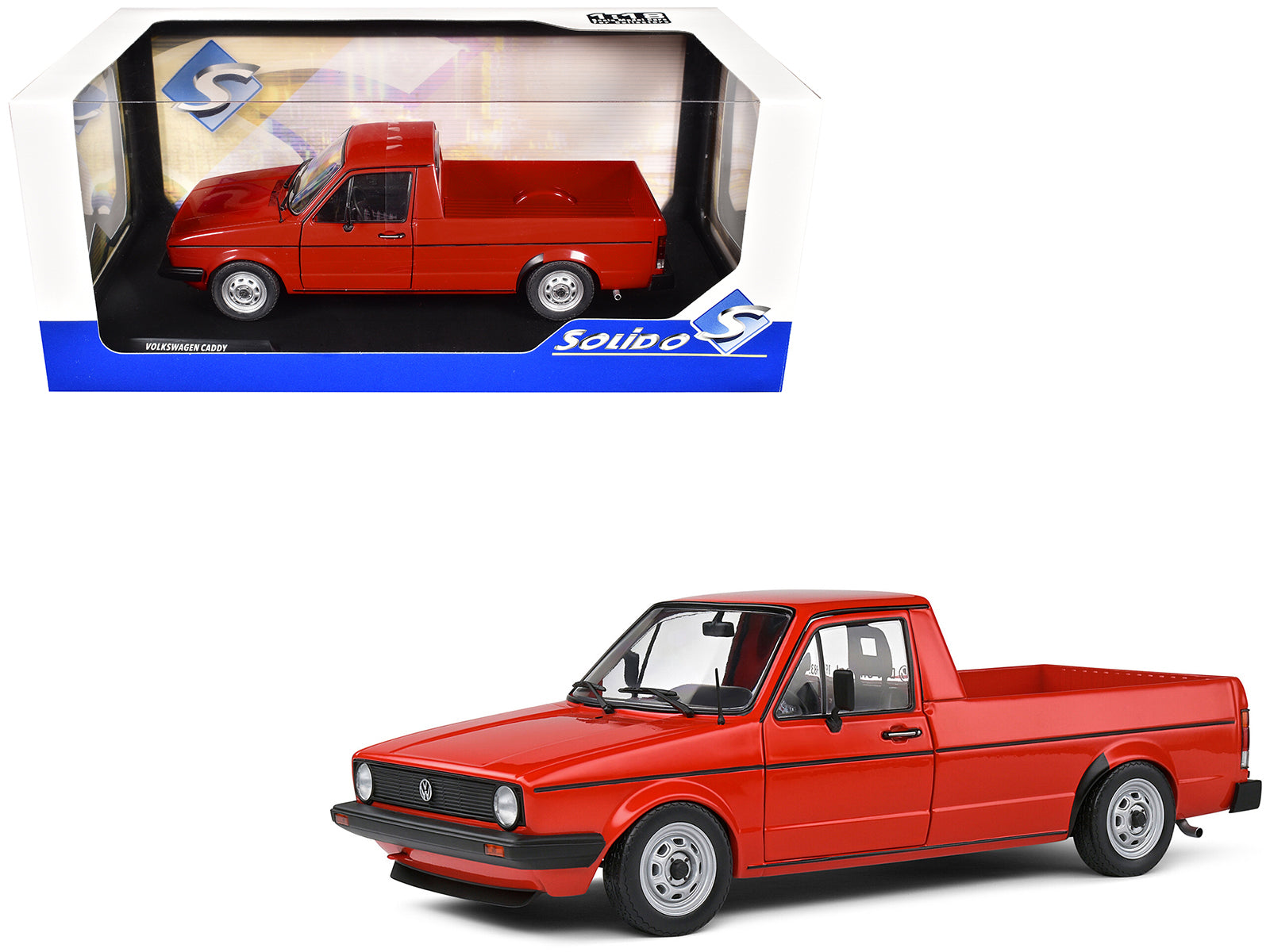 1983 Volkswagen Caddy MK 1 Pickup Truck Mars Red 1/18 Diecast Model Car by Solido-DiecastModeler.com