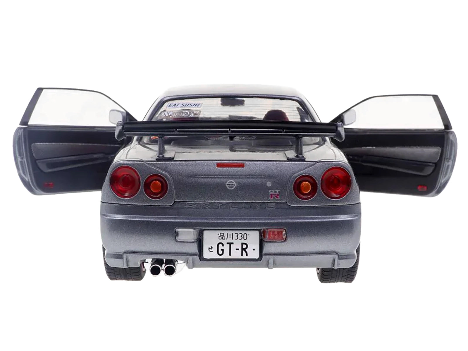 1999 Nissan Skyline GT-R (R34) RHD (Right Hand Drive) Silver Metallic with Purple Wheels 1/18 Diecast Model Car by Solido-DiecastModeler.com