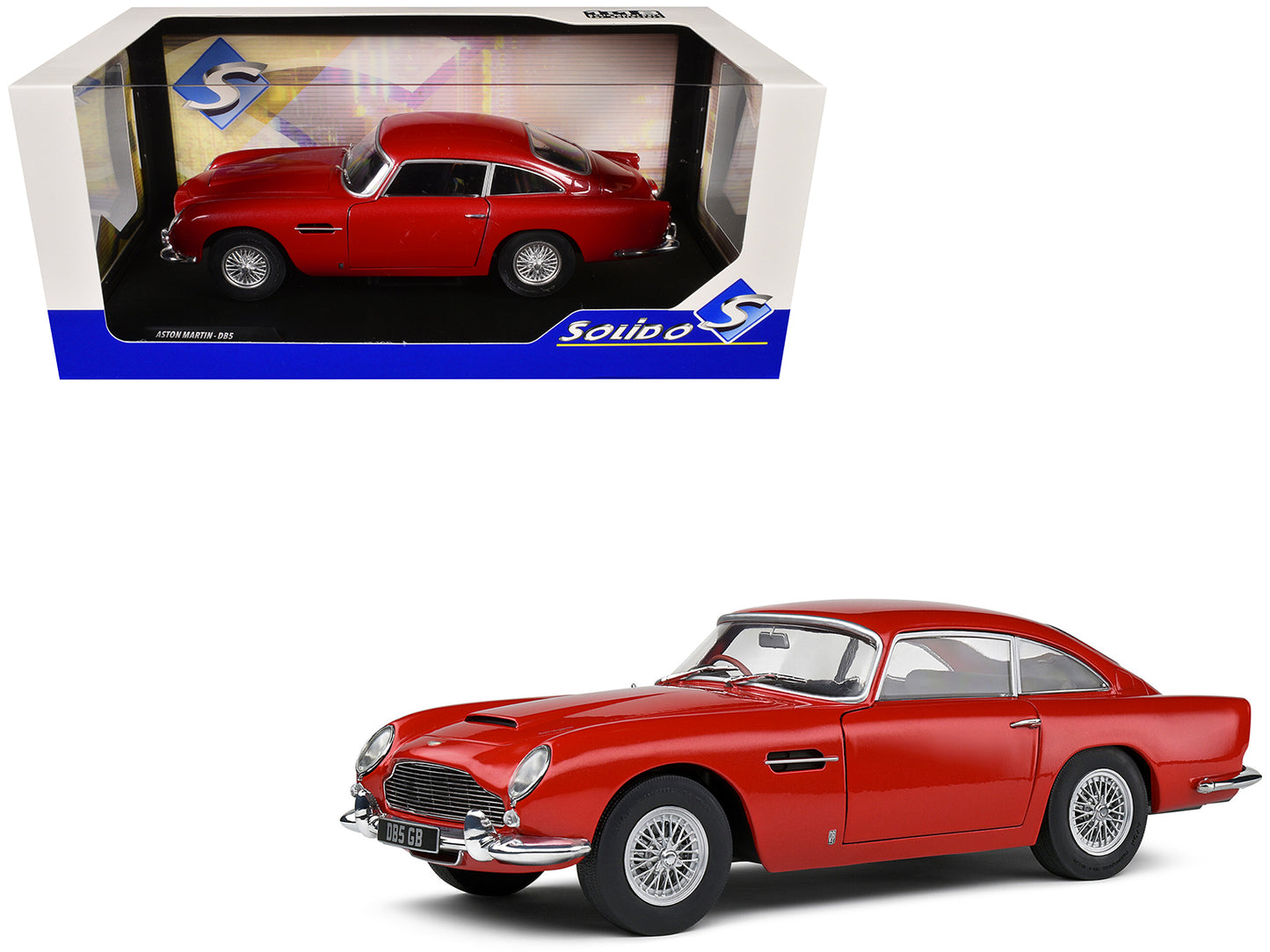 1964 Aston Martin DB5 RHD (Right Hand Drive) Red Metallic 1/18 Diecast Model Car by Solido-DiecastModeler.com