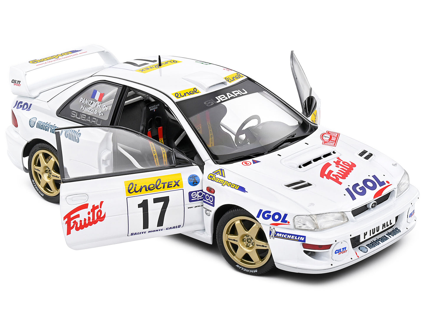 Subaru Impreza S5 WRC99 22B #17 Gilles Panizzi - Herve Panizzi "Monte Carlo Rally" (1999) "Competition" Series 1/18 Diecast Model Car by Solido-DiecastModeler.com