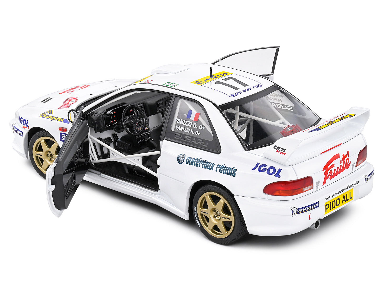 Subaru Impreza S5 WRC99 22B #17 Gilles Panizzi - Herve Panizzi "Monte Carlo Rally" (1999) "Competition" Series 1/18 Diecast Model Car by Solido-DiecastModeler.com