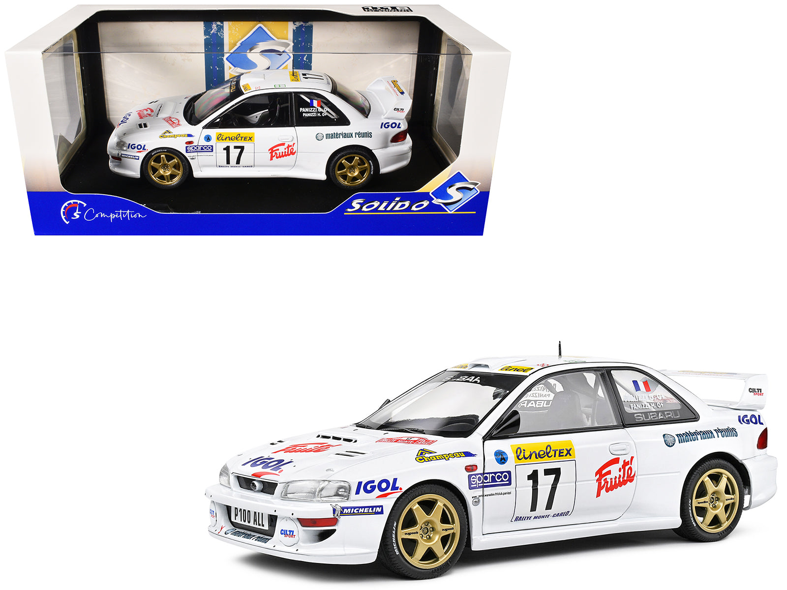 Subaru Impreza S5 WRC99 22B #17 Gilles Panizzi - Herve Panizzi "Monte Carlo Rally" (1999) "Competition" Series 1/18 Diecast Model Car by Solido-DiecastModeler.com