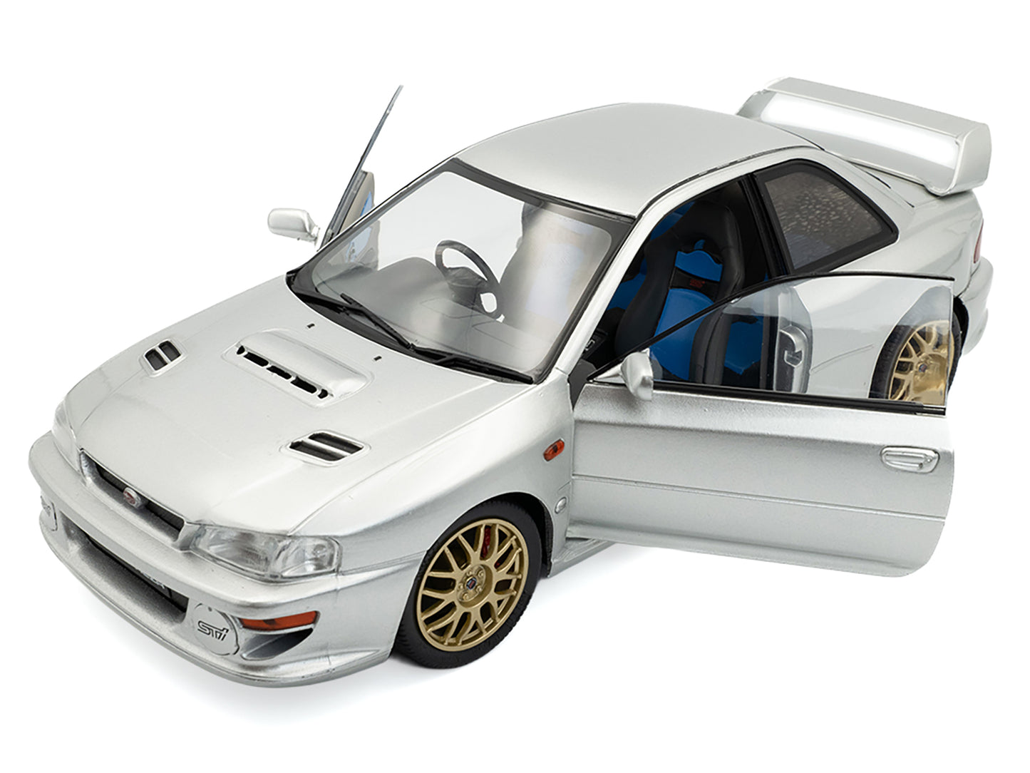 1998 Subaru Impreza 22B RHD (Right Hand Drive) Silver Metallic with Gold Wheels 1/18 Diecast Model Car by Solido