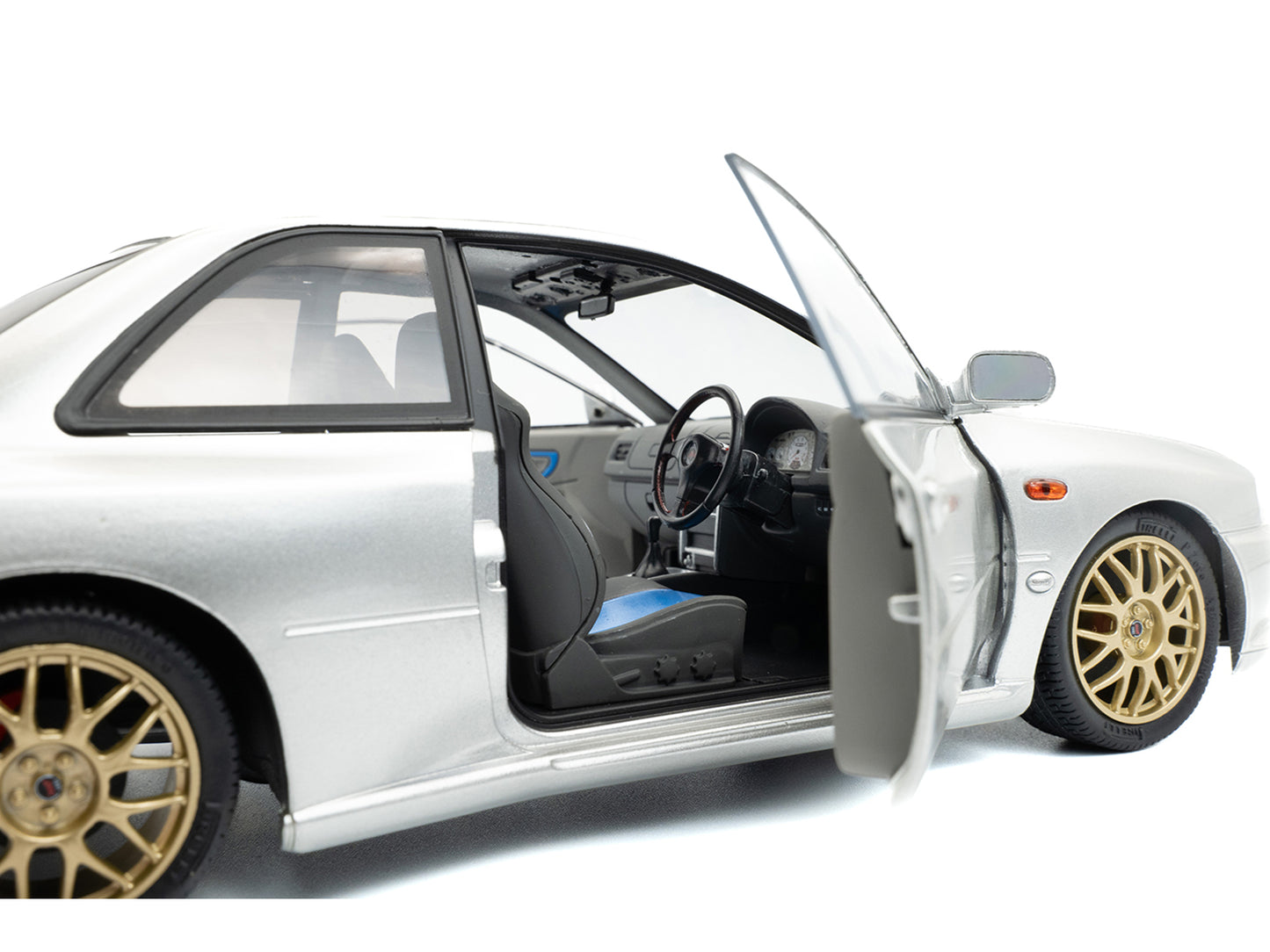 1998 Subaru Impreza 22B RHD (Right Hand Drive) Silver Metallic with Gold Wheels 1/18 Diecast Model Car by Solido
