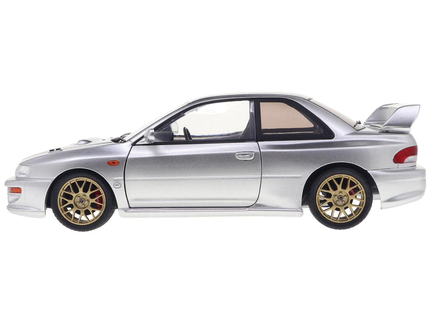 1998 Subaru Impreza 22B RHD (Right Hand Drive) Silver Metallic with Gold Wheels 1/18 Diecast Model Car by Solido