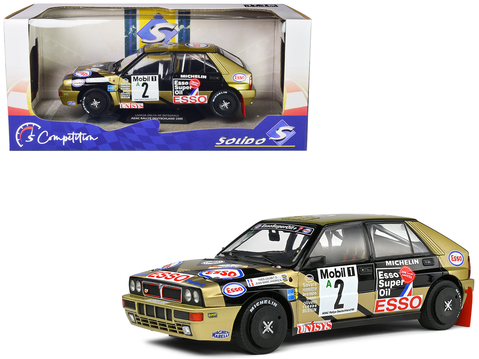 Lancia Delta HF Integrale #2 Yves Loubet - Jean-Marc Andrie 3rd Place "ADAC Rallye Deutschland" (1989) "Competition" Series 1/18 Diecast Model Car by Solido-DiecastModeler.com