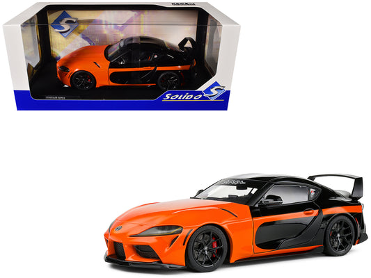 2024 Toyota GR Supra "StreetFighter" Orange and Black 1/18 Diecast Model Car by Solido-DiecastModeler.com
