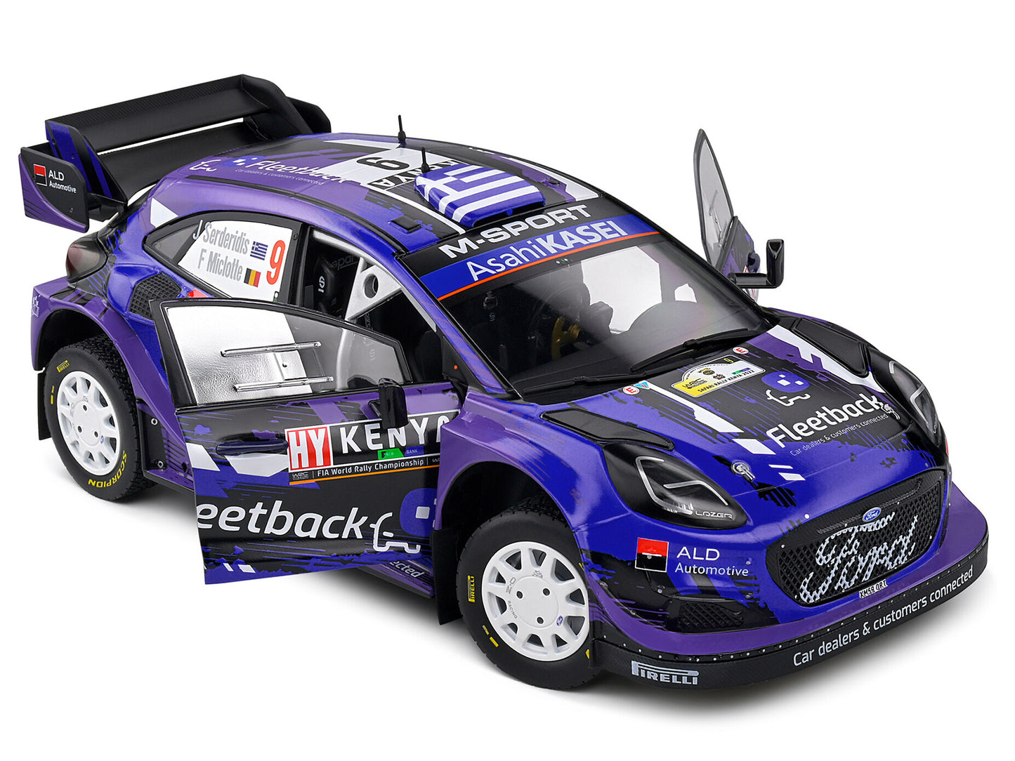 Ford Puma Rally1 Hybrid #9 Jourdan Serderidis - Frederic Miclotte "Safari Rally Kenya" (2022) "Competition" Series 1/18 Diecast Model Car by Solido-DiecastModeler.com