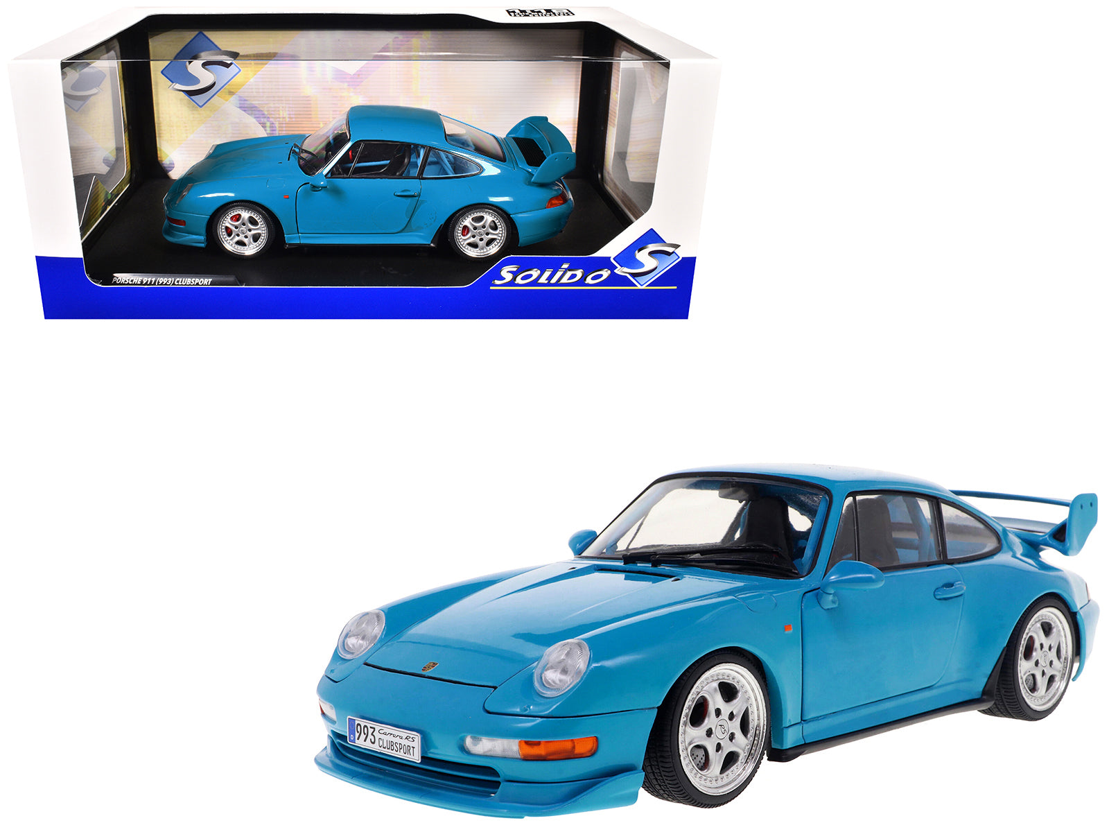1997 Porsche 911 (993) Clubsport Riviera Blue 1/18 Diecast Model Car by Solido-DiecastModeler.com