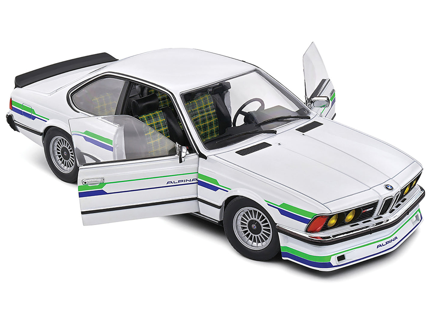 1984 BMW Alpina B7 Turbo (E24) White with Blue and Green Graphics 1/18 Diecast Model Car by Solido