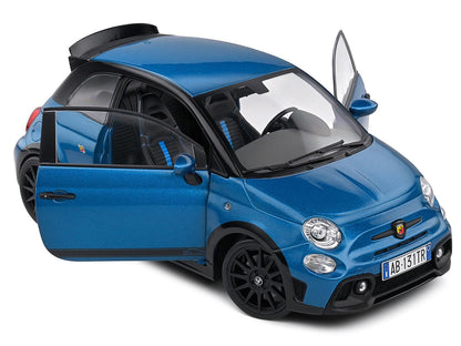 2022 Fiat 695 Abarth "Tributo 131 Rally" Podium Blue Metallic with Black Side Stripes 1/18 Diecast Model Car by Solido
