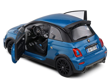 2022 Fiat 695 Abarth "Tributo 131 Rally" Podium Blue Metallic with Black Side Stripes 1/18 Diecast Model Car by Solido