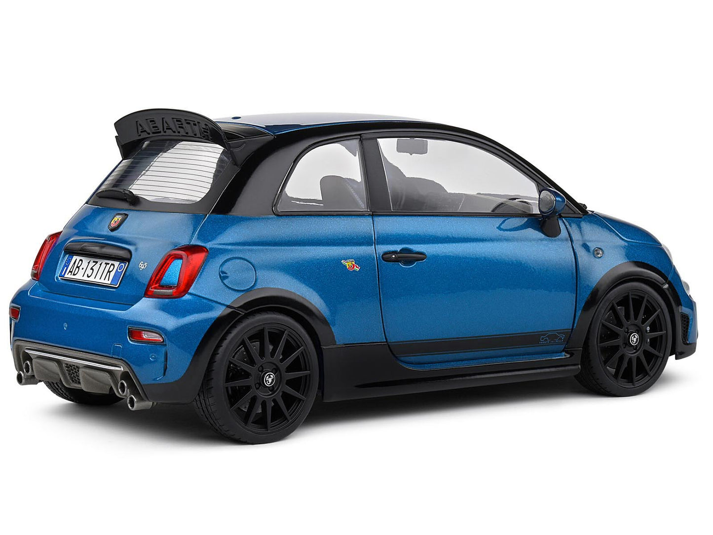 2022 Fiat 695 Abarth "Tributo 131 Rally" Podium Blue Metallic with Black Side Stripes 1/18 Diecast Model Car by Solido