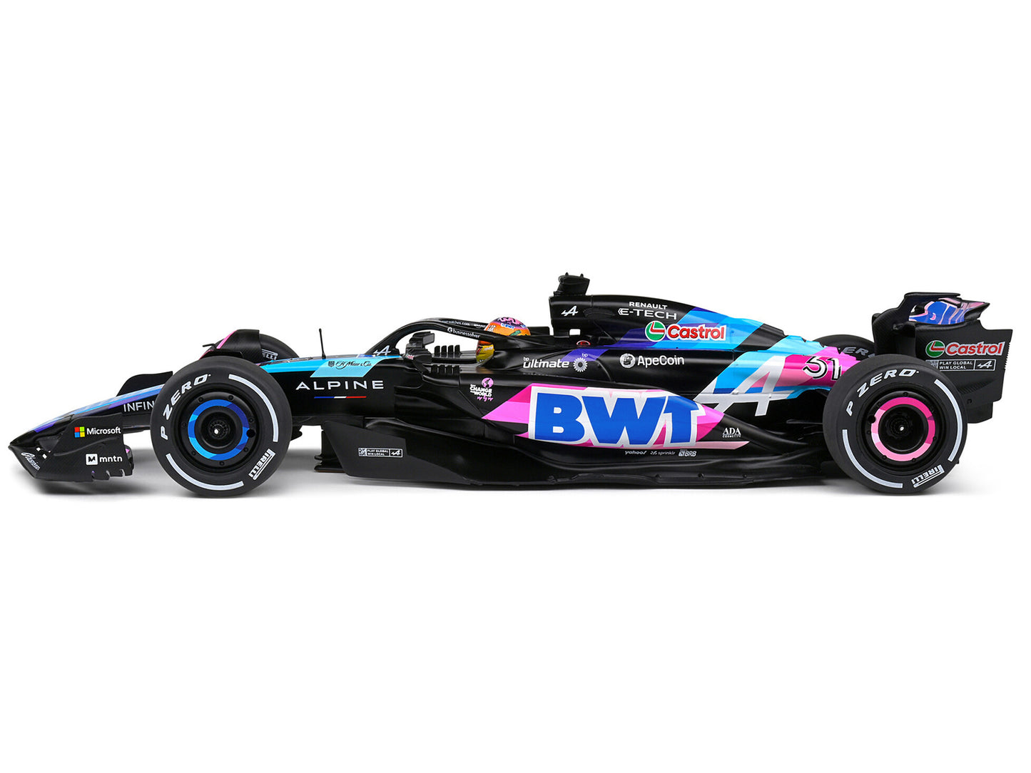 Alpine A524 #31 Esteban Ocon "BWT" Formula One F1 Miami GP (2024) "Competition" Series 1/18 Diecast Model Car by Solido-DiecastModeler.com
