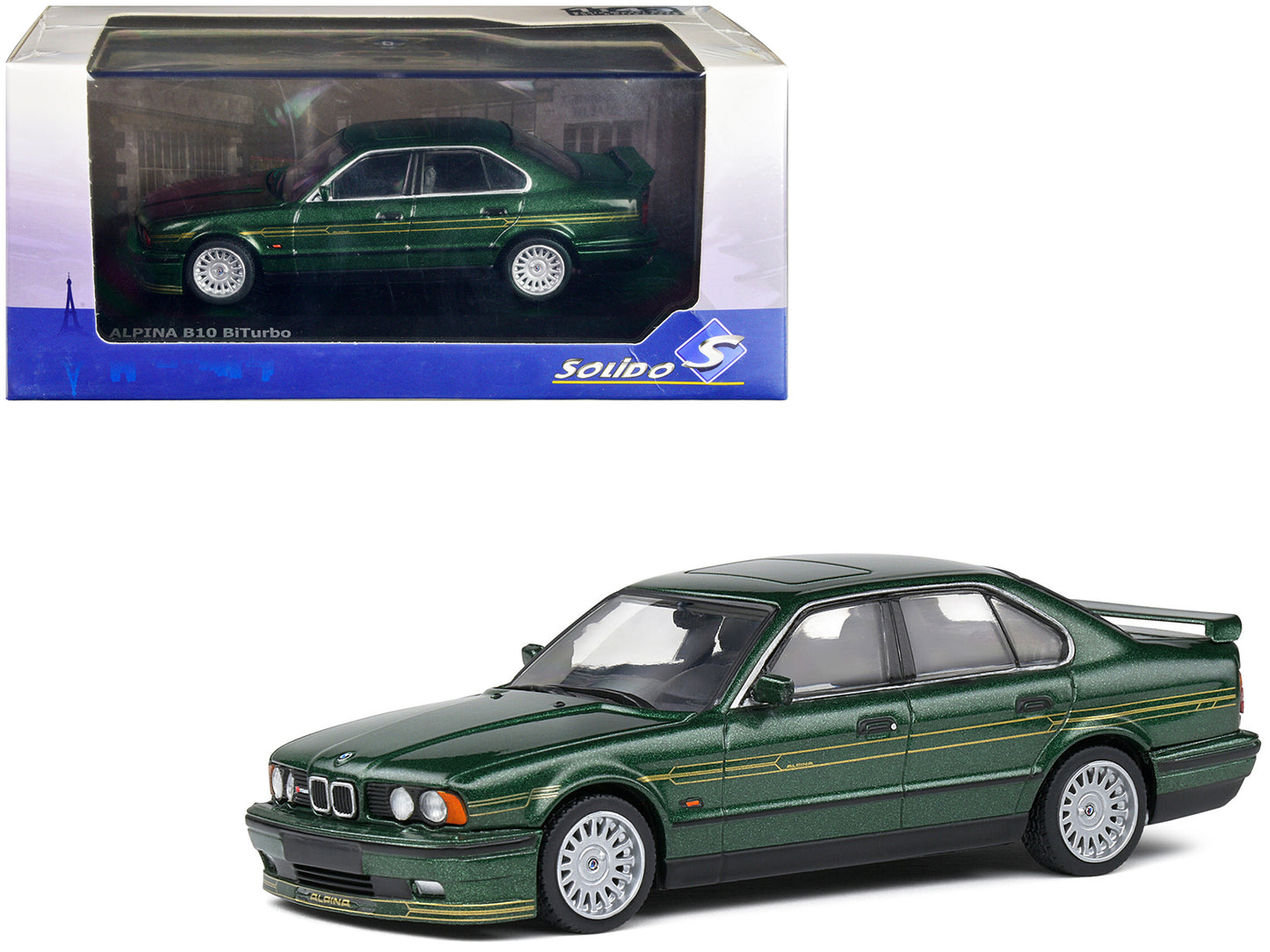 1994 BMW E34 Alpina B10 BiTurbo Alpina Green Metallic 1/43 Diecast Model Car by Solido-DiecastModeler.com