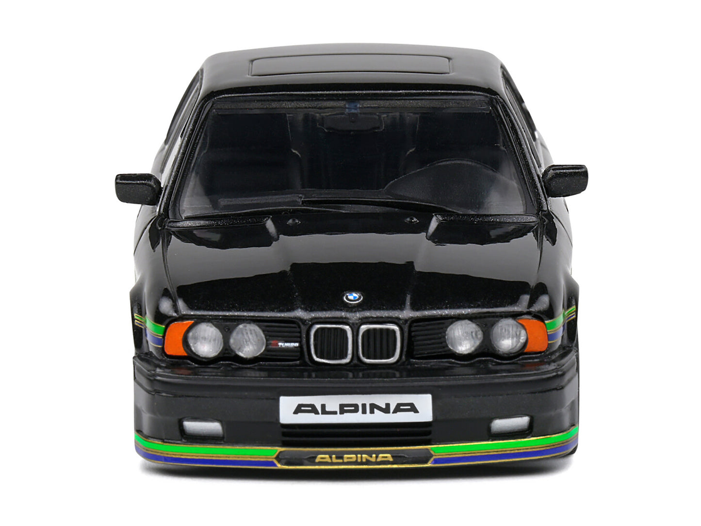 1994 BMW E34 Alpina B10 BiTurbo Black Metallic with Green Graphics 1/43 Diecast Model Car by Solido