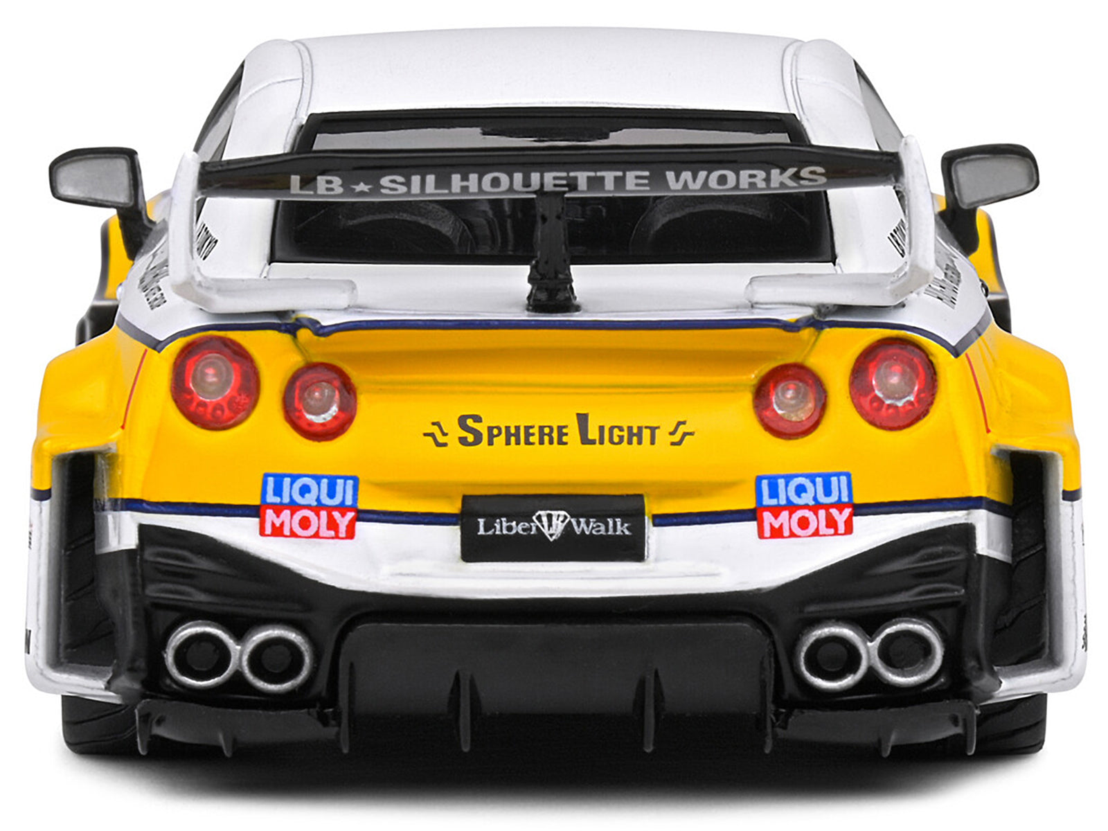 2019 Nissan GTR35 "LBWK Silhouette" RHD (Right Hand Drive) #23 White with Yellow Graphics 1/43 Diecast Model Car by Solido-DiecastModeler.com