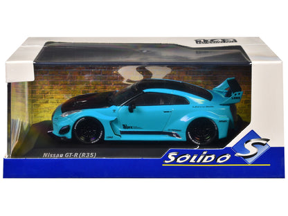 2019 Nissan GT-R (R35) LB-Silhouette Works RHD (Right Hand Drive) Miami Blue with Black Hood and Top 1/43 Diecast Model Car by Solido