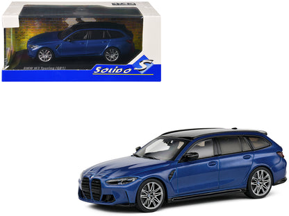 2023 BMW M3 Touring (G81) Competition San Marino Blue Metallic with Black Top 1/43 Diecast Model Car by Solido-DiecastModeler.com