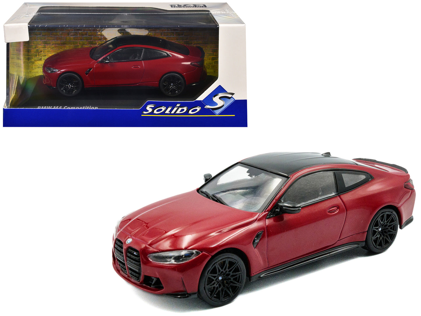 2023 BMW M4 Competition (G82) Imola Red with Black Top 1/43 Diecast Model Car by Solido