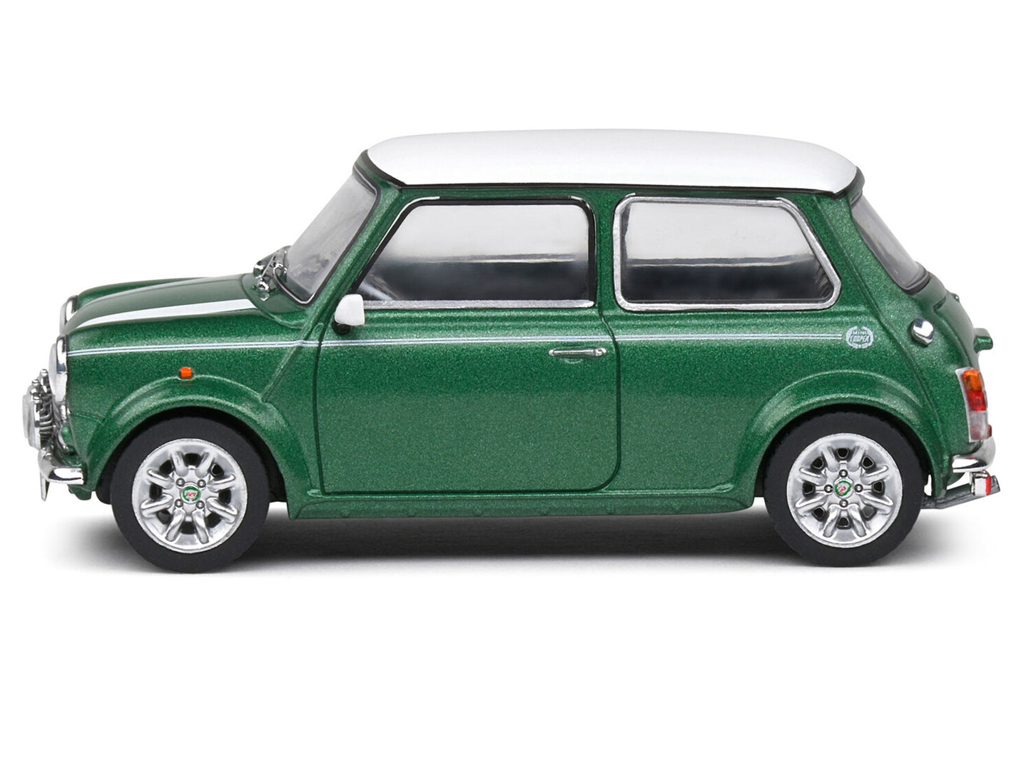 1994 Mini Cooper Sport British Racing Green with White Top and Stripes 1/43 Diecast Model Car by Solido