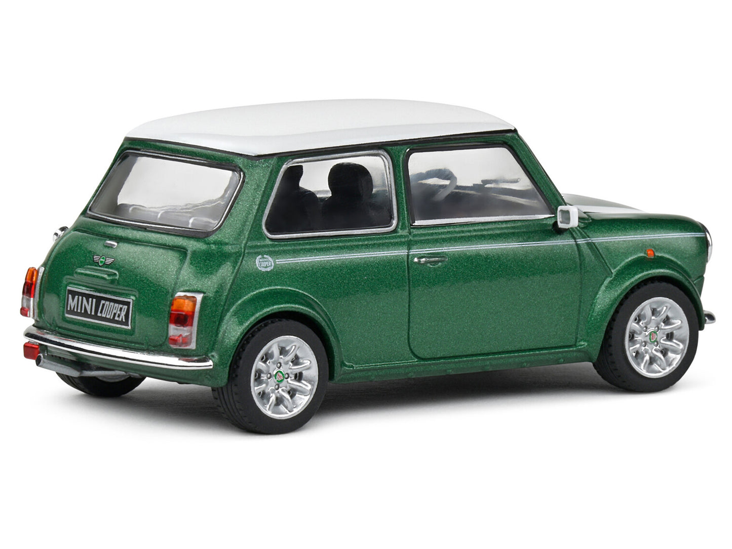 1994 Mini Cooper Sport British Racing Green with White Top and Stripes 1/43 Diecast Model Car by Solido