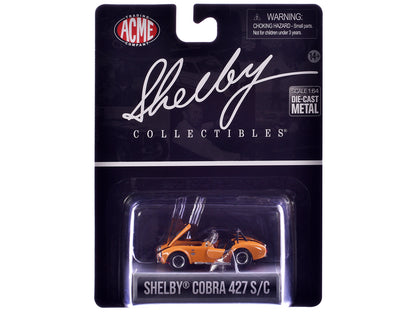 Shelby Cobra 427 S/C Orange with Black Stripes "Shelby Collectibles" Series 1/64 Diecast Model Car by ACME