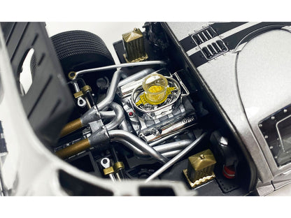 1966 Ford GT-40 MKII #F85 Silver Metallic with Black Stripes 1/18 Diecast Model Car by ACME