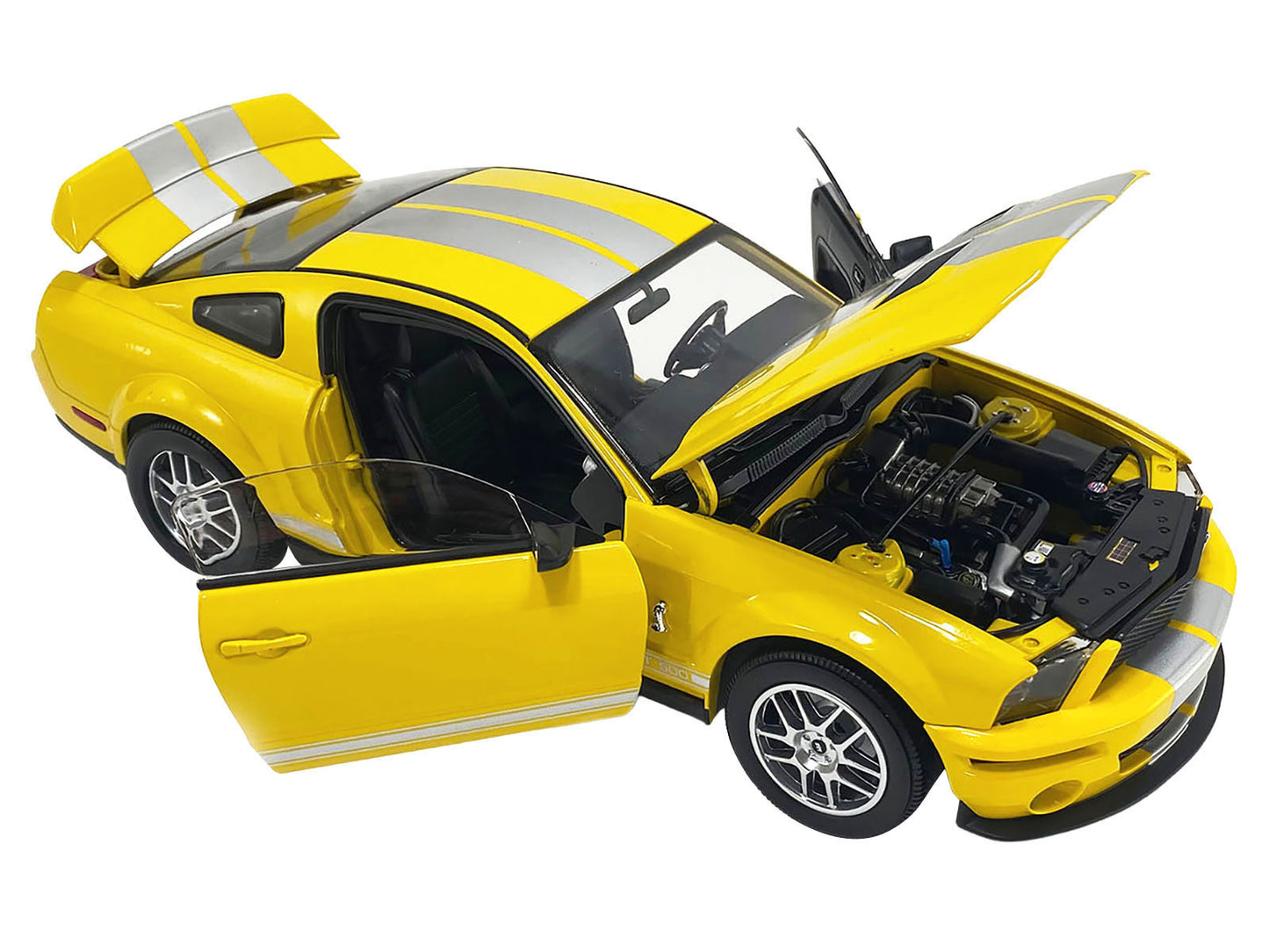 2007 Ford Shelby GT500 Yellow with Silver Stripes "Shelby Collectibles" Series 1/18 Diecast Model Car by ACME-DiecastModeler.com