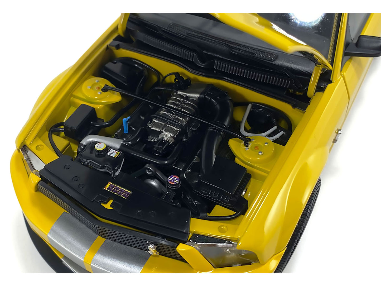 2007 Ford Shelby GT500 Yellow with Silver Stripes "Shelby Collectibles" Series 1/18 Diecast Model Car by ACME-DiecastModeler.com