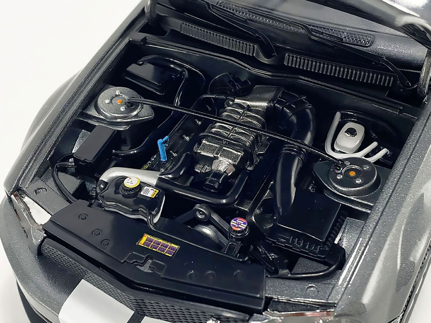 2007 Ford Shelby GT500 Alloy Gray Metallic with White Stripes "Shelby Collectibles" Series 1/18 Diecast Model Car by ACME