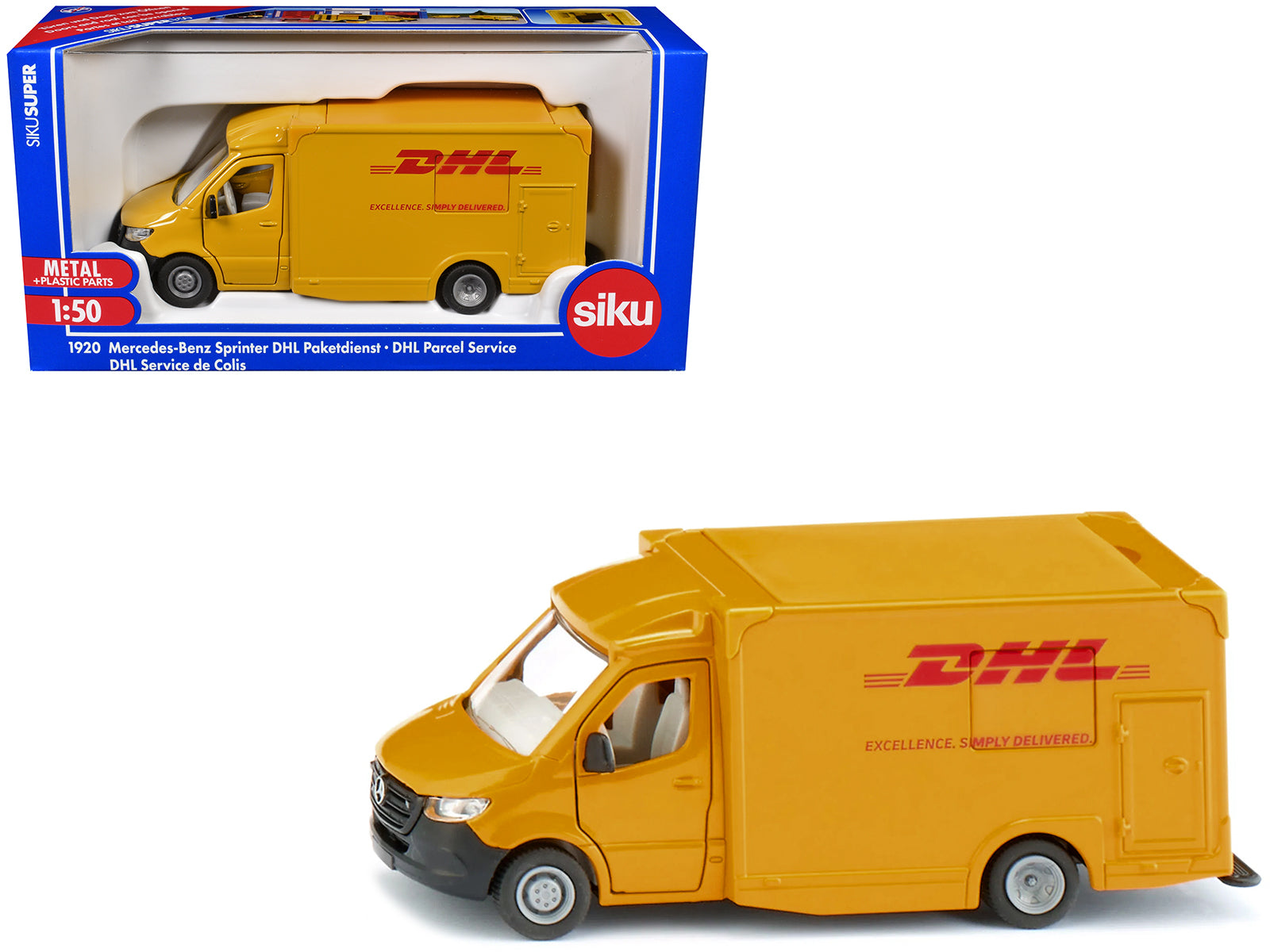 Mercedes-Benz Sprinter Van Yellow "DHL" 1/50 Diecast Model Car by Siku-DiecastModeler.com