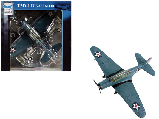 Douglas TBD-1 Devastator Bomber Aircraft "Lt. Cdr. James Brett VT-2 USS Lexington" (1942) United States Navy "SkyMax Models" Series 1/72 Diecast Model by Hobby Master-DiecastModeler.com